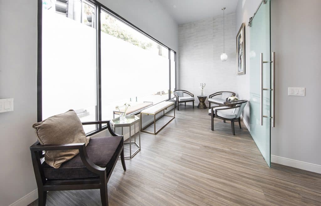 Hallway with exam rooms